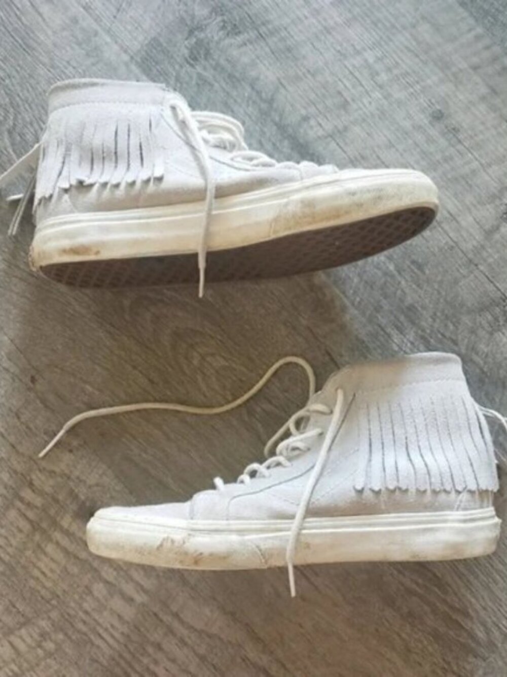 Vans Grey Fringe Moccasin High Top.